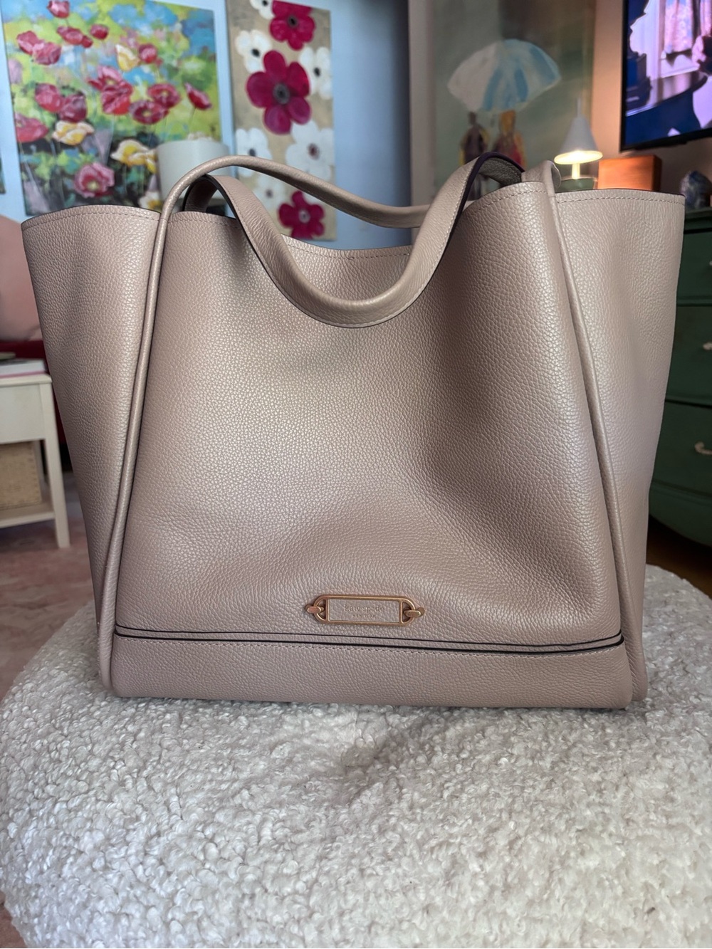 Kate Spade Leather Tote Bag - Nude/Taupe
